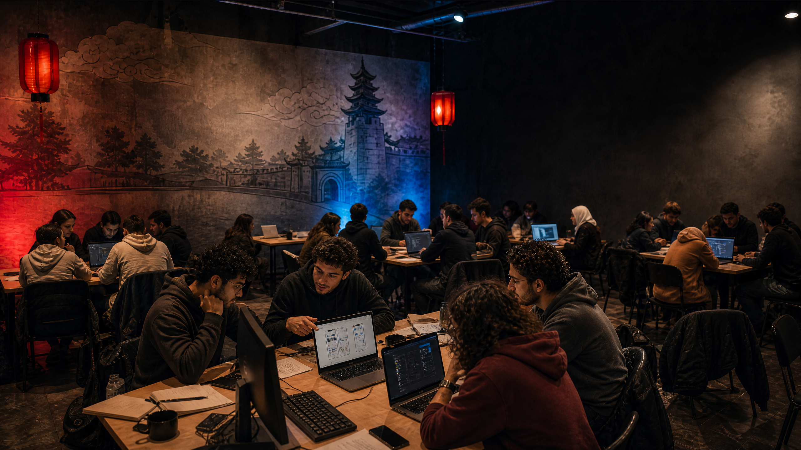 Students competing in a Bizerte coding challenge